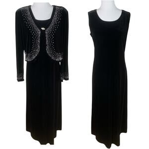 Coldwater Creek Plus Sz 16 2-Piece Velvet Maxi Dress Bolero Evening Stretch